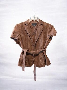 BCBGMaxAzria Brown Short-Sleeve Belted Blazer